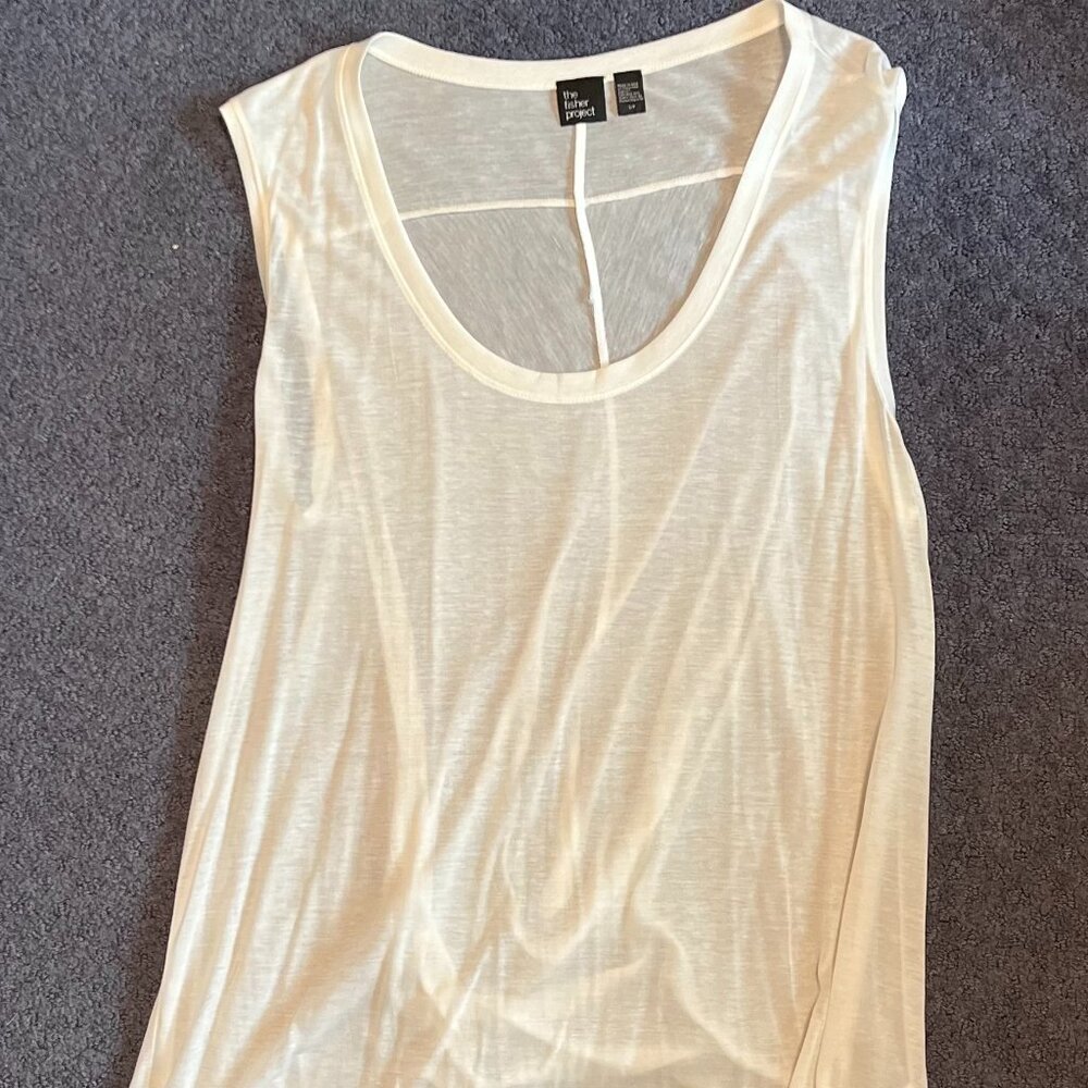 Eileen Fisher Long & Breezy Sleeveless Top, White, Small